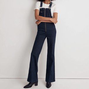 Madewell High-Rise Loose Flare Overalls in Ashlane Wash